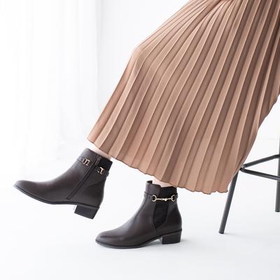 <晴雨兼用><ふわさら>パールビット2WAYベルトショートブーツ